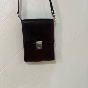 Vintage Minimalist Pebbled Leather Crossbody Bag